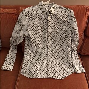 Goodfellow & Co White Shirt with Navy Geometric Print